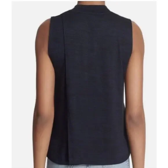 Rag & Bone Hudson Mock Neck Tank Top Petite Small Sleeveless Blue Minimalist - Picture 2 of 9